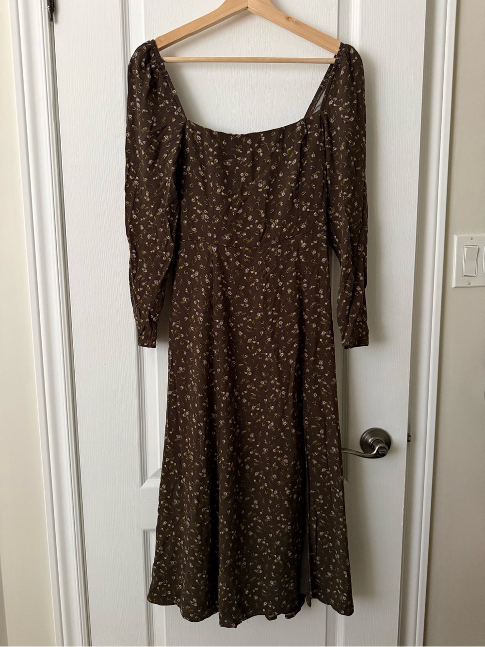 OAK + FORT Brown Floral Long Sleeve Dress